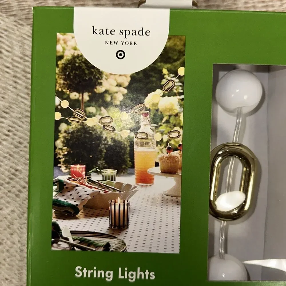kate spade x Target Indoor Outdoor White Gold Tone String Lights